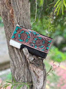 Nuevo bolso de cuero de piel de vaca con estampado en relieve a mano occidental Real para mujer, bolso elegante y embrague de piel con herramientas de Color, Conjunto Combinado único - Product Image 3