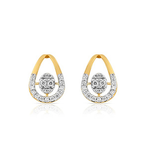 Boucles d'oreilles clous en diamant harmonie ovale dorées - Product Image 1