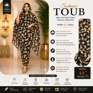 Toub à imprimé abstrait |   Voile 100% coton non cousu, tissu africain pour femmes, vêtements traditionnels élégants ethniques pour occasions culturelles - Product Image 5