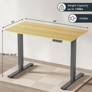 Scrivania Elettrica Regolabile in Altezza 48 x 24 Pollici, Postazione di Lavoro per Casa e Ufficio, Telaio Grigio, Scrivania Sit-Stand - Product Image 3