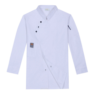 เสื้อเชฟผู้ชายสีขาว แขนยาว ผ้าฝ้าย กระดุมสองแถว สำหรับร้านอาหารและบาร์ - Product Image 1