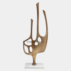 Sculpture de feuilles et de fleurs noires au design attrayant avec base en bois, décoration de table, sculptures à prix impressionnant - Product Image 2