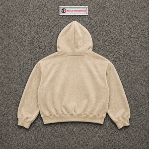 เสื้อฮู้ดซิปผู้ชายทรงโอเวอร์ไซส์ สีเบจ แบรนด์ Cash Talk ดีไซน์พิมพ์ลายด้านหน้า ทรงปกติ ใส่ได้ในฤดูใบไม้ร่วง รุ่น Custom FA - Product Image 6