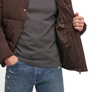OEM Winter <b>Warm</b> Up Outerwear Puffer <b>Jackets</b> <b>Men</b> Button Down Zipper Puffer Coat <b>Men's</b> Stand Collar Quilted Puffer Coat <b>Mens</b> - Product Image 3
