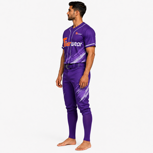 Uniforme de baseball unisexe pour équipe de lycée, facile d'entretien, respirant, en polyester, imprimé par sublimation, avec boutons sur le devant - Product Image 3