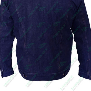 Mens Classic Indigo Blue Trucker Jacket Long Sleeve Casual Coat Durable Cotton Daily Wear Outerwear Cotton <b>Material</b> - Product Image 4