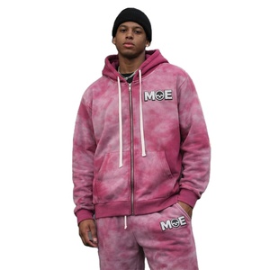 Fabricant de vêtements, survêtement unisexe pour homme, en molleton, avec fermeture éclair, lavage à l'acide, coton lourd, sweat-shirt délavé avec pantalon de survêtement - Product Image 1