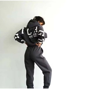 Oversized Unisex Winter Crop Top Hoodie Chocolate <b>Brown</b> Heavyweight <b>Fleece</b> Back Sleeve Print Pullover Sweatshirt Custom Made for - Product Image 3