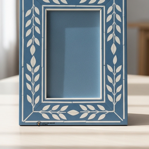 Cadre photo en os bleu incrusté, décoration d'intérieur de luxe faite à la main - Product Image 4
