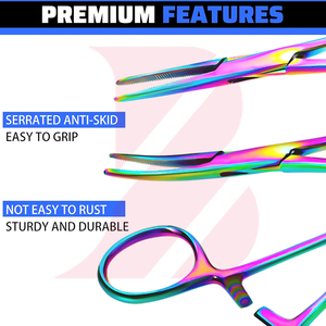 Pinzas Kelly STR CVD Médicas Veterinarias para Enfermeras, Pinzas de Disección Hemostáticas, Pinzas de Bloqueo para Perros, Extracción de Pelo, Pesca, Arcoíris, 5.5" CE - Product Image 6