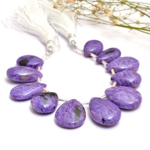 Perles Charoite AAA+ 11x15mm-15x22mm, forme poire lisse, couleur violet russe, pierres semi-précieuses, perles en vrac pour bijoux - Product Image 4
