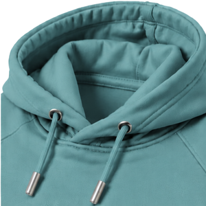 Teal Blue Pullover Hoodie <b>Sweatshirt</b> With <b>White</b> Eagle Logo Kangaroo Pocket Drawstring Hood Long Sleeve Casual Streetwear - Product Image 4
