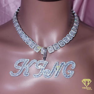 Luxury " KJNG " Name Necklace Custom Bubble Letter Pendant Cuban <b>Chain</b> <b>Rapper</b> Jewelry Statement Piece - Product Image 4