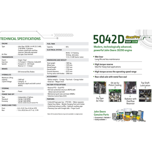 รถแทรกเตอร์ 5042D 44 แรงม้า ขับเคลื่อน 2 ล้อ JD รถแทรกเตอร์ล้อยาง รถแทรกเตอร์สำหรับทำฟาร์ม ผลผลิตสูง สภาพใหม่ ราคาไม่แพง คุณภาพดี - Product Image 6