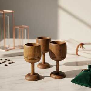 Handmade Wooden <b>Whiskey</b> and Wine Cup Natural Wood Tumbler Rustic Bar Drinkware for Parties and Gatherings - Product Image 6
