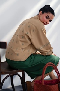 Women Embroidered Cotton Kurta Green Midi Length Loose Fit Traditional Indian Pakistani Style Casual Wear - Product Image 5