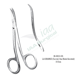 Tijeras Quirúrgicas Tc La Grange de Acero Inoxidable de Primera Calidad, 14 cm, Curvas, Microdentadas, con Certificación CE - Product Image 2