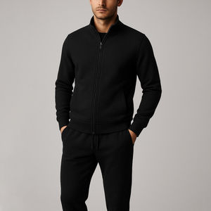 Chándal de hombre 2026 al por mayor, económico, 100% poliéster, casual, liso, nuevo, personalizado, lavado, de invierno, desgastado, de 2 piezas, con pantalón acampanado, de peso pesado - Product Image 1