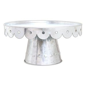 Wholesale Galvanized Metal Cake Stand Scalloped Edge Pedestal Dessert Display Holder Rustic Farmhouse Tableware Wedding Party - Product Image 1