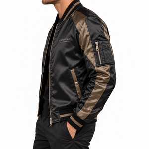 Veste bomber pour homme Thorfinn Industry, couleur contrastée, patchwork, fermeture éclair, coupe-vent décontractée, manteau d'automne - Product Image 4