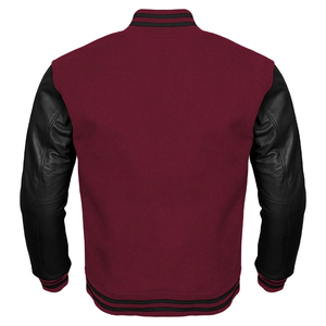 แจ็คเก็ตวิทยาลัยแบบ Letterman Varsity แขนหนังแท้ สีขาว แจ็คเก็ตบอมเบอร์ผู้ชาย เสื้อคลุมลำลอง แจ็คเก็ตโพลีเอสเตอร์สำหรับผู้ชาย - Product Image 3