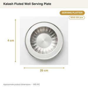 Handmade SS304 Serving Platter 26 cm Satin Well Bright Rim Fluted Kalash Fluted Well <b>Plate</b> Elegant Ins for Home <b>Decor</b> Hotels - Product Image 4