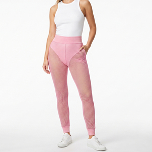 Leggings de malla transparente de cintura alta para mujer, leggings deportivos elásticos con bolsillos, pantalones transparentes para mujer - Product Image 6