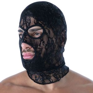 Masque facial intégral en cuir noir pour homme, style fetish, avec dentelle fluide et design sexy à bouche ouverte, pour clubwear - Product Image 3