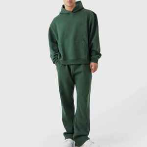 Tracksuits Manufacturer Custom OVERSIZED BOXY Tracksuit For Men Pullover <b>Hoodie</b> and Sweatpants Cotton Fleece Baggy Tracksuits - Product Image 6