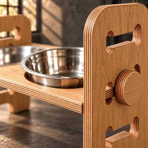 Gamelle double portable de qualité supérieure pour animaux de compagnie, boîte à nourriture en bois pour chiens et chats, accessoire pour animaux, gamelles et distributeurs de nourriture - Product Image 6