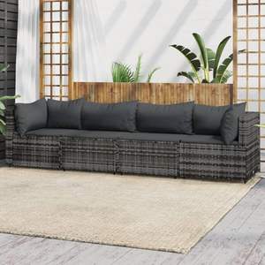 Conjunto de Muebles de Jardín de Ratán PE Gris con Acero con Recubrimiento en Polvo y Poliéster - Product Image 1