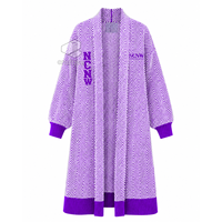 Cardigan long en maille chevrons pour femme NCV Sorority, ouvert sur le devant, avec poignets côtelés brodés, respirant, contrastant, idéal pour l'hiver