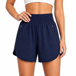 Shorts Deportivos de Cintura Alta para Mujer, Ligeros, de Secado Rápido, para Gimnasio, Entrenamiento, Fitness, con Bolsillos con Cremallera - Product Image 1