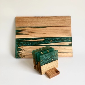 Premium Resin & Wood Coaster Set with Customizable Color/Design Durable Handmade Indian Product for Stylish Home & Wedding Favor - Product Image 3