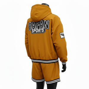 Conjunto de pantalones cortos cortavientos para mujer, conjunto de pantalones cortos con capucha de poliéster a prueba de viento con logotipo bordado personalizado, conjunto de pantalones cortos cortavientos para mujer, talla grande - Product Image 5