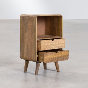 Mesita de noche Vandana Amber Balance con almacenamiento en madera natural de mango Yulara - Product Image 4