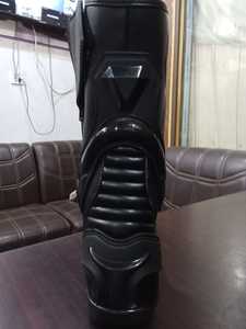 Black & Gold Leather Racing Boots Mid-Calf Custom made Motorbike Boots Men Biker Boots - Product Image 3