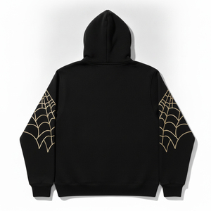 Sudadera con capucha vintage de hombre, extragrande y de peso pesado, con gráfico de telaraña de araña y pedrería, al por mayor - Product Image 2