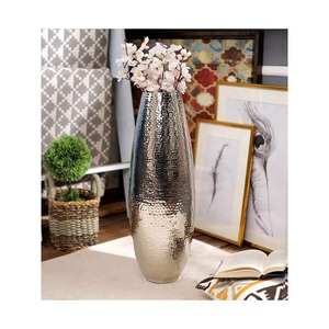 Minimalist steel <b>Vase</b> Set Silver <b>Cylinder</b> And Sphere Decorative Home Flower Arrangement - Product Image 4
