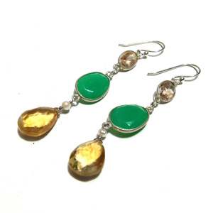 Natural Chrysoprase Citrine Dangle <b>Drop</b> Earrings 925 Sterling Silver Gemstone Women Wedding - Product Image 1