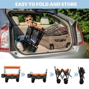 Vagoneta Plegable Ligera de 480 Libras con Toldo, Ruedas Todoterreno de 7 Pulgadas, Carrito de Camping Plegable de Gran Capacidad - Product Image 3