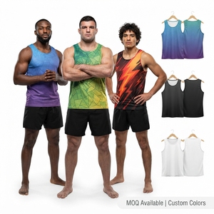 เสื้อกล้ามออกแบบเองสำหรับผู้ชาย MMA พิมพ์โลโก้ ชื่อ และหมายเลขได้ตามต้องการ เสื้อแขนกุดสำหรับออกกำลังกาย เล่นกีฬา และฝึกซ้อม - Product Image 1