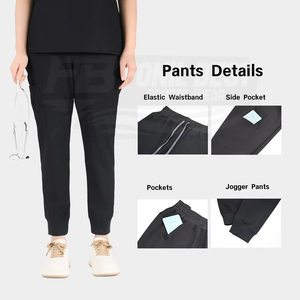 Conjunto de uniforme médico con cuello en V para mujer, negro, de algodón y poliéster, con estetoscopio, para personal médico. - Product Image 6