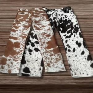 Exquisite Luxury Genuine Cow Hair Leather Pant Men Women Western Cowhide Fur Trousers Brown And White Spotted Real Hair On - Product Image 6