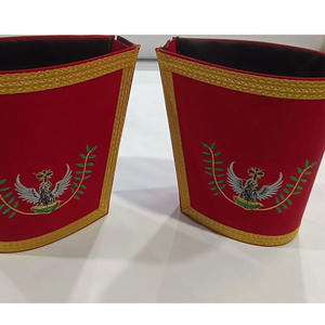 Ensemble de manchettes de gants de 18e degré Rose Croix, brodées à la machine, avec logo intégré, collection 2026 - Product Image 1
