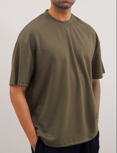 Camiseta Oversize Lavada 100% Algodón Cuello Redondo Manga Corta Color Sólido Uso Casual Camiseta con Logo Personalizado Para Hombre - Product Image 4