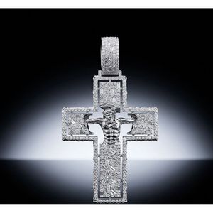 Colgante de Cruz con Incrustaciones de Moissanita VVS, Plata 925 con Baño de Oro, Estilo Hip Hop, Regalo - Product Image 3