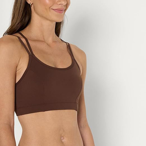 Unique Brown Double Strap Sports Bra For Women <b>Padded</b> Cross Back Sexy Gym Fitness Bra Chocolate Color Yoga <b>Running</b> Activewear - Product Image 3