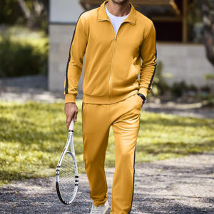 Conjunto Deportivo Personalizado al por Mayor para Hombre, Color Beige Sólido, 100% Algodón, Resistente al Viento, de Alta Calidad, con Cierre, Estilo Holgado - Product Image 1