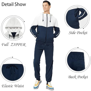 Men Windproof Streetwear Winter Hoodie <b>Jogger</b> <b>Set</b> Soft Fleece Pullover Top <b>Matching</b> Pants Side Pockets Tracksuit - Product Image 4